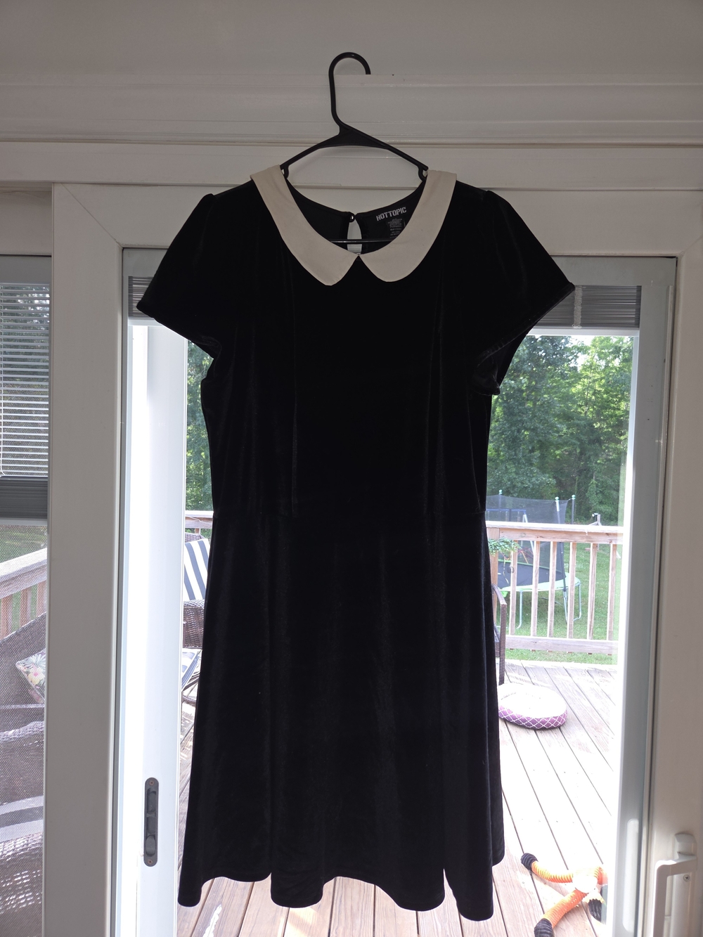 Hot Topic Black Velvet Mini Dress with White Peter Pan Collar
